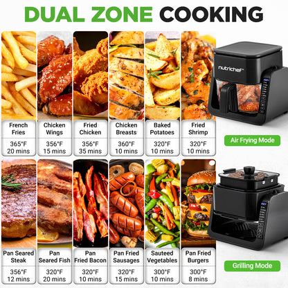 1500W Electric Air Fryer & Grill With 4L Glass Pot 7-In-1 Functions Large Digital Control Panel Timer Temperature Display And Safety Microswitch (Black)