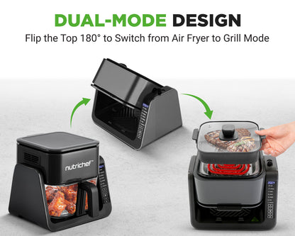 1500W Electric Air Fryer & Grill With 4L Glass Pot 7-In-1 Functions Large Digital Control Panel Timer Temperature Display And Safety Microswitch (Black)