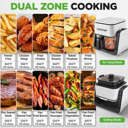 4 QT Air Fryer Grill Combo Even Cooking Glass Pot White