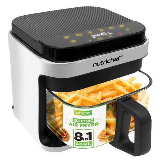 5.8QT Air Fryer Quick Cooking Transparent Bowl White