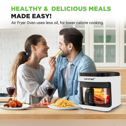 5.8QT Air Fryer Quick Cooking Transparent Bowl White