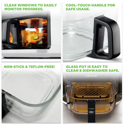 5.8QT Air Fryer Quick Cooking Transparent Bowl White
