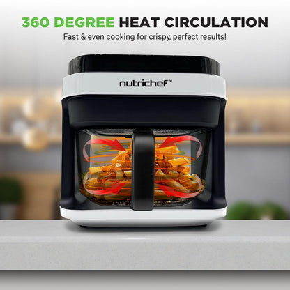 5.8QT Air Fryer Quick Cooking Transparent Bowl White