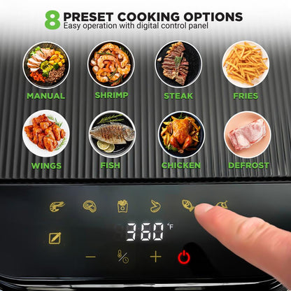 5.8QT Air Fryer Quick Cooking Transparent Bowl White