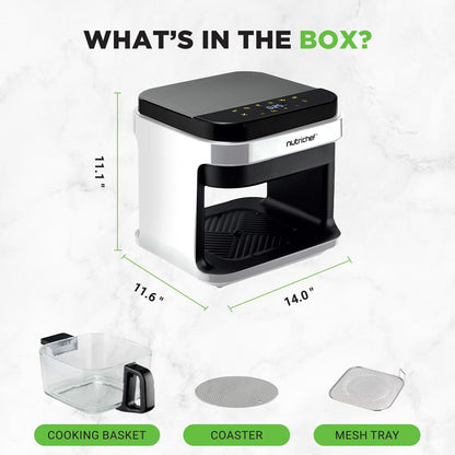 5.8QT Air Fryer Quick Cooking Transparent Bowl White