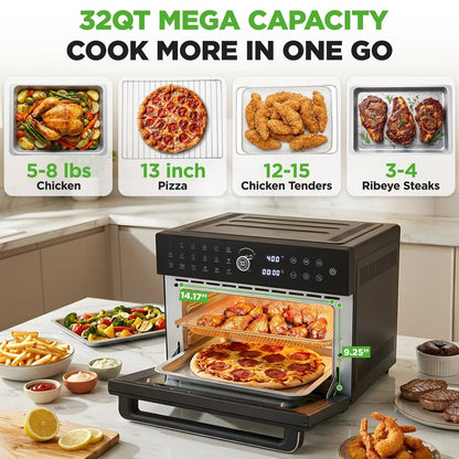 Digital Air Fryer Toaster Oven Combo 32 Qt