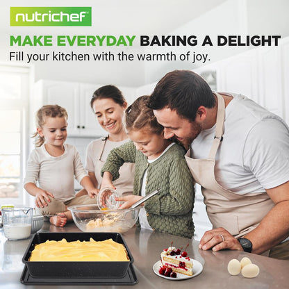 8-Piece Non-Stick Bakeware Set Stackable Carbon Steel Black Marble