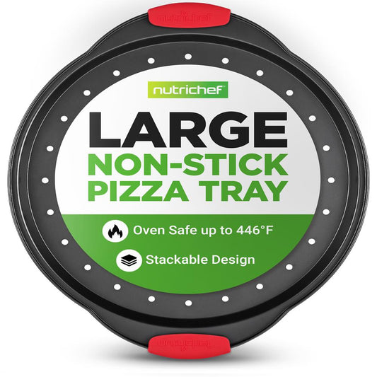 13 Nonstick Pizza Tray - Even Baking Perforated Carbon Steel Gray