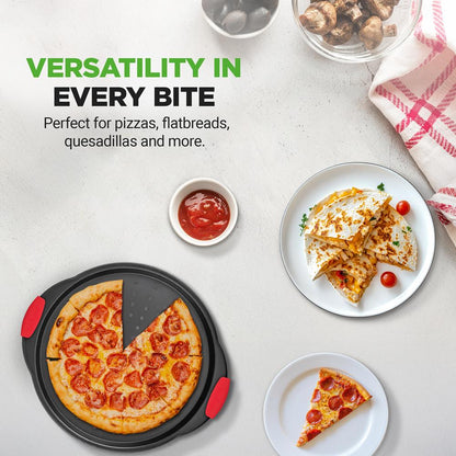 13 Nonstick Pizza Tray - Even Baking Perforated Carbon Steel Gray