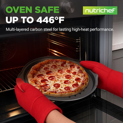2-Piece Nonstick Pizza Tray Set Easy Release Carbon Steel Gray