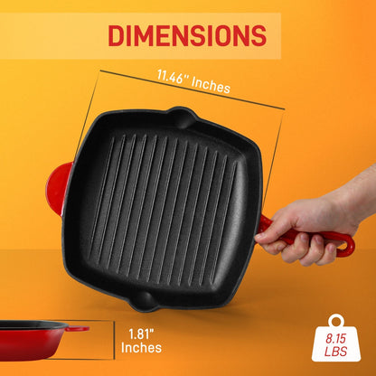 11 Cast Iron Grill Pan Perfect Grill Marks Porcelain Enamel Coating