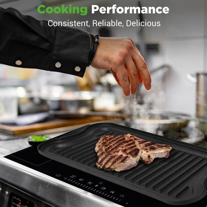 Reversible Cast Iron Griddle - Even Heat Extra-Wide Oven Safe