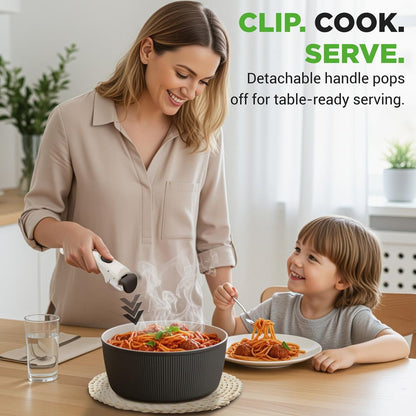 18-Piece Stylish Kitchen Cookware Set - Ceramic Nonstick Pots & Pans With Detachable Handles (Gray)