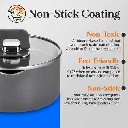 17-Piece Non-Stick Cookware Set - Space-Saving Induction Foldable Knob