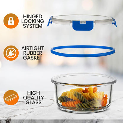 24-Piece Glass Food Storage Set Airtight Leak-Proof Blue