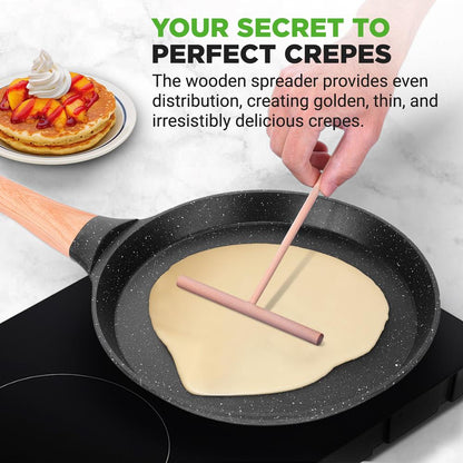 11 Non-Stick Crepe Pan Easy Clean Marble Coating Includes Spreader
