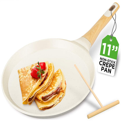 11 Non-Stick Crepe Pan Easy Clean Marble Coating White Cream Marble