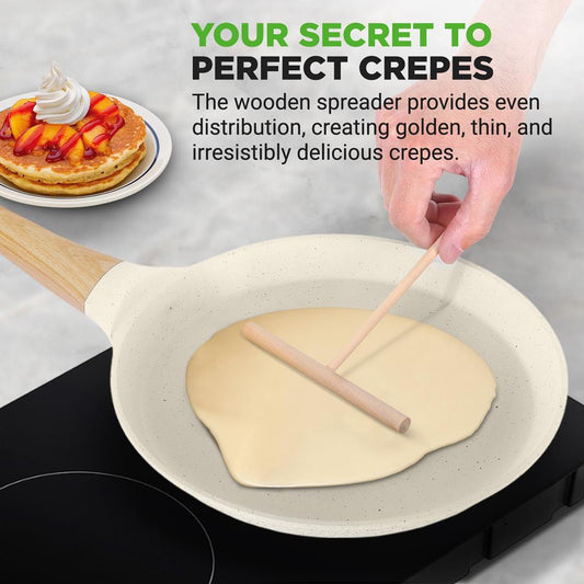 11 Non-Stick Crepe Pan Easy Clean Marble Coating White Cream Marble