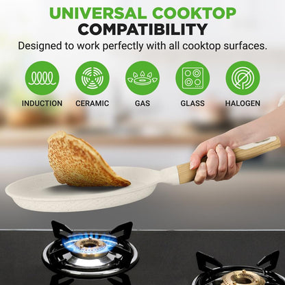 11 Non-Stick Crepe Pan Easy Clean Marble Coating White Cream Marble