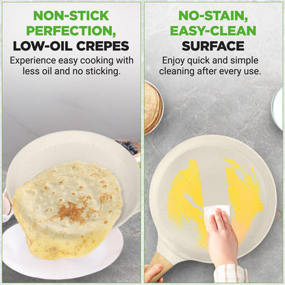 11 Non-Stick Crepe Pan Easy Clean Marble Coating White Cream Marble