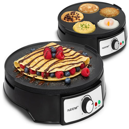 12 Reversible Crepe And Pancake Maker And Aluminum Hot Plate Griddle Cooktop With Led Indicator And Adjustable Temperature Control