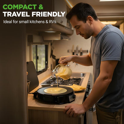 12 Reversible Crepe And Pancake Maker And Aluminum Hot Plate Griddle Cooktop With Led Indicator And Adjustable Temperature Control