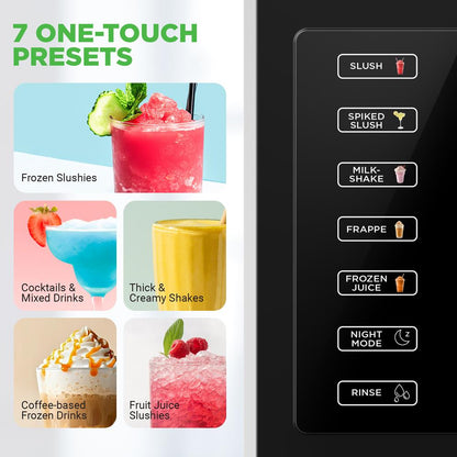Nutrichef Slushie & Frozen Drink Maker - 7-In-1 Presets: Slush Spiked Slush Milkshake Frappe Frozen Juice Night Mode And Rinse1.9L / 64Oz Capacity With One Touch Panel With Color Display