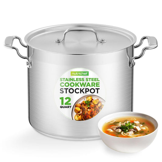 12-Quart Stockpot for Stew & Soup Induction Compatible Stainless Steel