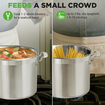 12-Quart Stockpot for Stew & Soup Induction Compatible Stainless Steel