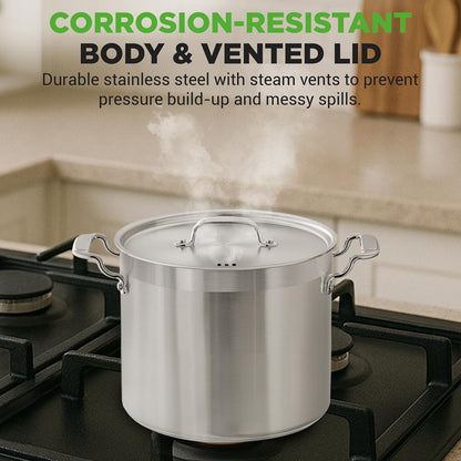 12-Quart Stockpot for Stew & Soup Induction Compatible Stainless Steel