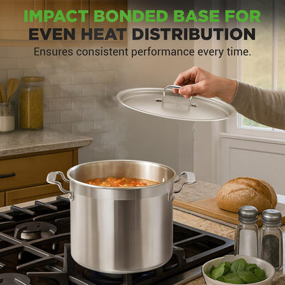 12-Quart Stockpot for Stew & Soup Induction Compatible Stainless Steel
