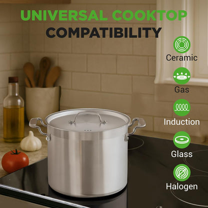 12-Quart Stockpot for Stew & Soup Induction Compatible Stainless Steel
