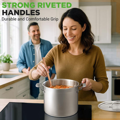 12-Quart Stockpot for Stew & Soup Induction Compatible Stainless Steel