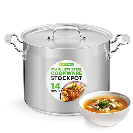 14 Qt Stock Pot - Even Heat Induction Ready Stainless Steel
