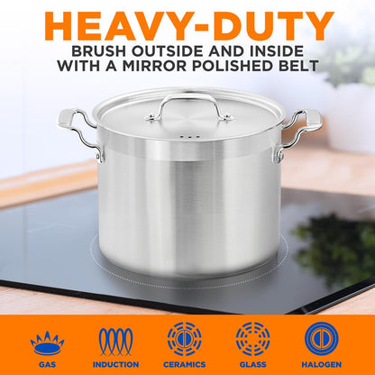 14 Qt Stock Pot - Even Heat Induction Ready Stainless Steel
