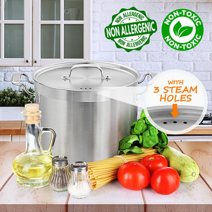 14 Qt Stock Pot - Even Heat Induction Ready Stainless Steel