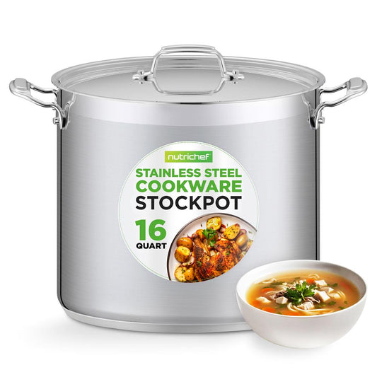 16-Quart Stockpot Even Heat Stainless Steel Induction Compatible