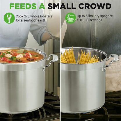 16-Quart Stockpot Even Heat Stainless Steel Induction Compatible