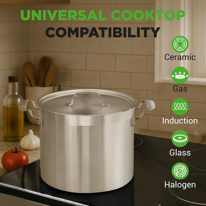 16-Quart Stockpot Even Heat Stainless Steel Induction Compatible