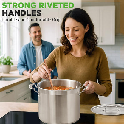 16-Quart Stockpot Even Heat Stainless Steel Induction Compatible