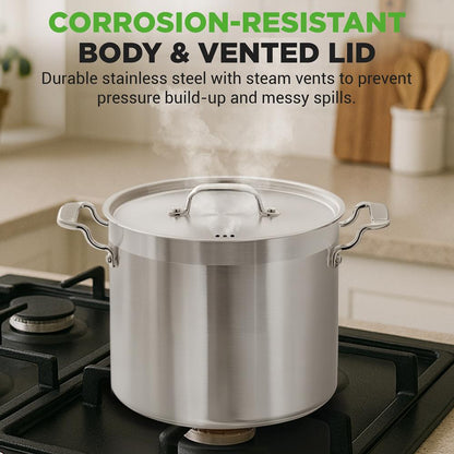 20 Qt Stockpot for Even Heat Stainless Steel Induction Compatible