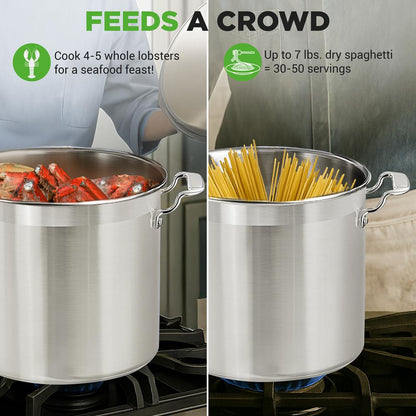 24 Qt Stainless Steel Stockpot Even Heat Induction Compatible