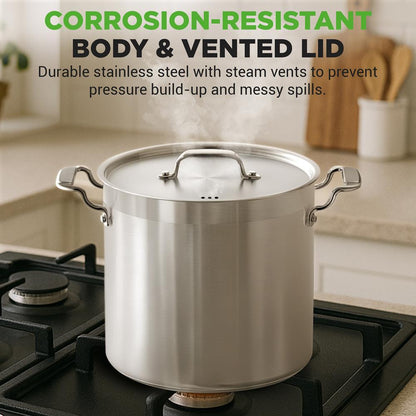 24 Qt Stainless Steel Stockpot Even Heat Induction Compatible