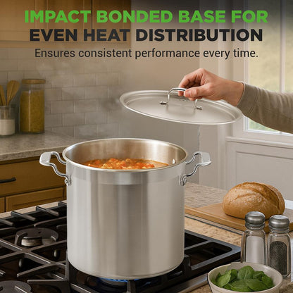 24 Qt Stainless Steel Stockpot Even Heat Induction Compatible