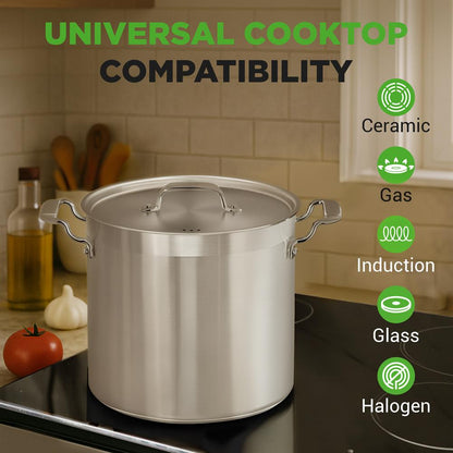 24 Qt Stainless Steel Stockpot Even Heat Induction Compatible