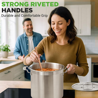 24 Qt Stainless Steel Stockpot Even Heat Induction Compatible
