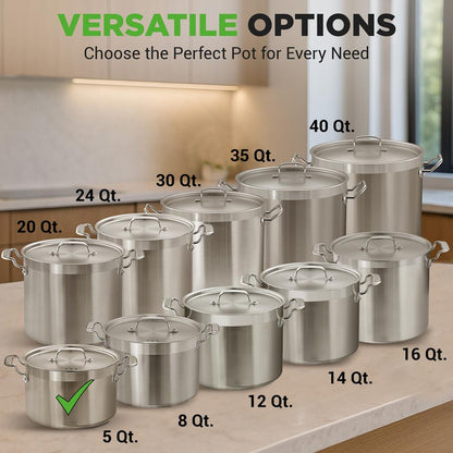 5-Quart Stockpot for Even Heat Stainless Steel Induction Compatible