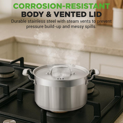 5-Quart Stockpot for Even Heat Stainless Steel Induction Compatible