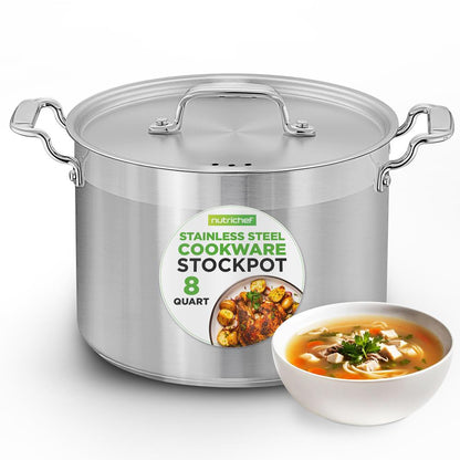 8 Qt Stockpot for Soups & Stews Induction Safe Stainless Steel
