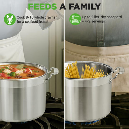 8 Qt Stockpot for Soups & Stews Induction Safe Stainless Steel